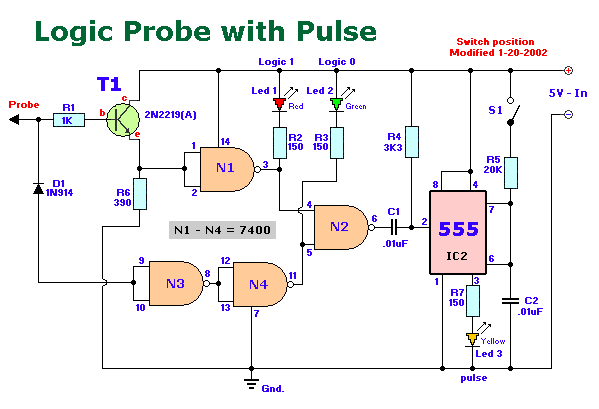 555 Logic Probe with Pulse